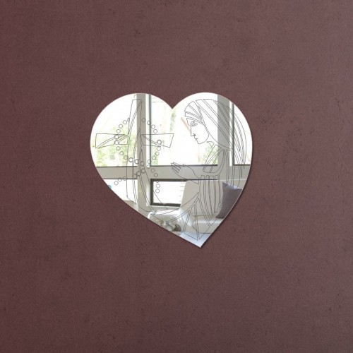Adesivo de parede Espelho Decorativo Coração Virgem Maria